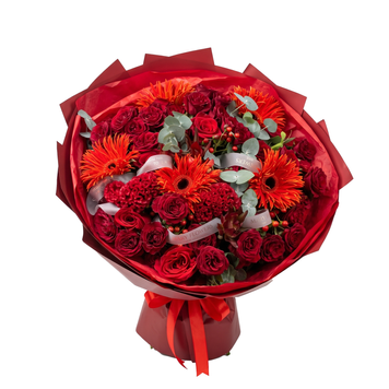 Bouquet misto nei toni del rosso 052 фото