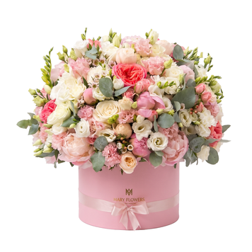 Composizione in stile Mary Flowers nei toni rosa e bianco 07 фото