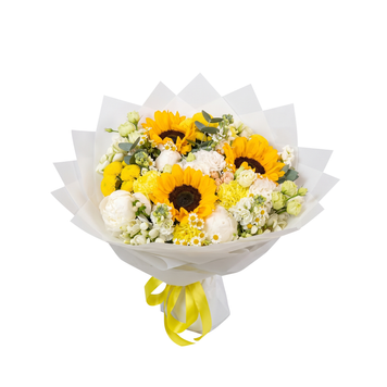 Bouquet misto nei toni giallo e bianco 056 фото