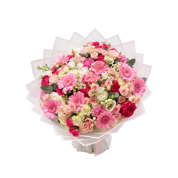 Bouquet misto nei toni rosa e bianco 059 фото