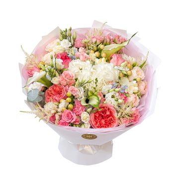 Bouquet misto nei toni rosa e bianco 089 фото