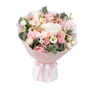 Bouquet misto misura M nei toni rosa e bianco 025 фото