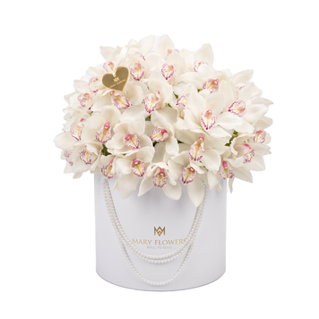 Composizione di orchidee bianche 075 фото