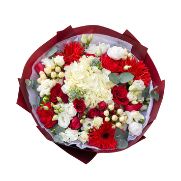 Bouquet misto nei toni rosso e bianco 077 фото